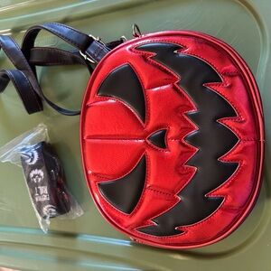 Love Pain & Stitches Metallic Red Double Sided Pumpkin Cult bag w/extra Strap